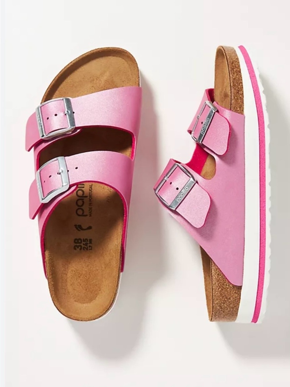 Birkenstock Papillio Arizona platform sandals in pink combo